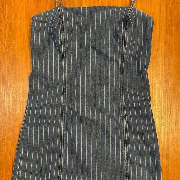 Forever 21 Pinstriped Denim Mini Dress Small - Picture 6 of 9